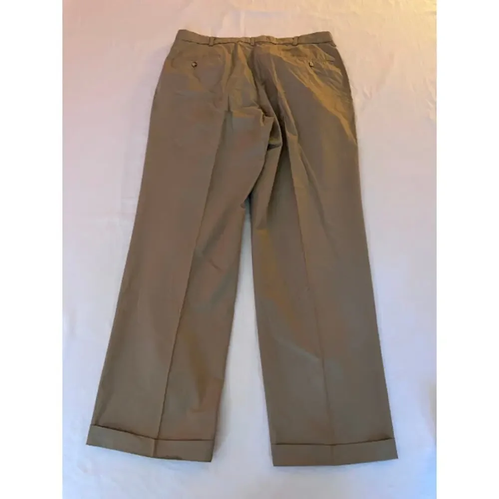 Vintage Polo Ralph Lauren Pants Pleated Cuffs Light Cotton Tan Khaki Size 36x36